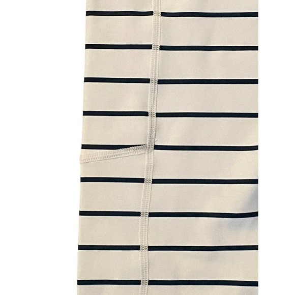 Yoga Gym Workout Leggings White Blue with Pockets Athletic Womens Size Small - Picture 9 of 11